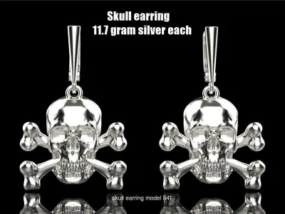 pirate skull pendant and earring 3D Model Pack