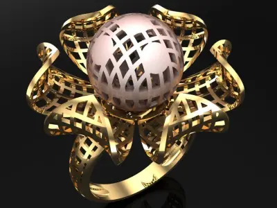  Mesh flower ring - Italian rings - Womens Rings - N6791 3D print model
