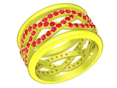 Luxury Interlaced Gemstone Band Ring for Women 5185 3D print model