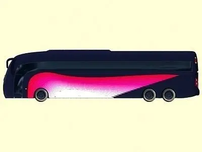 Dark pink Bus 9 3D model