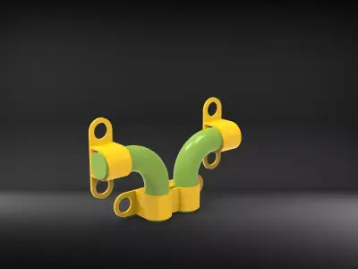  A detailed dual-pipe metal assembly 3D print model