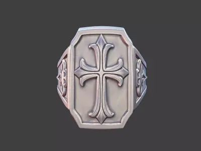 gothic cross ring modern cross ring 3D print model