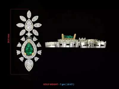 EARRING emerald and diamond ring Free 3D print model