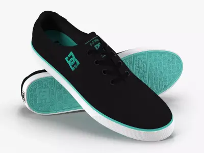 DC Shoes - Flash TX - Black-Turquoise Low-poly 3D model