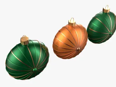 Christmas Tree Ornament Set7 - Green Orange 3D model