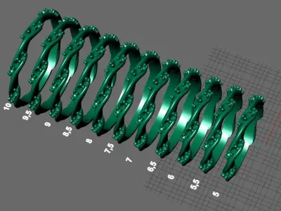 gold ring with diamonds 3D print model buy