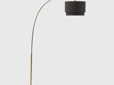 Meryl Arc Brass Floor Lamp with White Shade 3D model