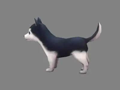 Cartoon puppy - Alaska - baby dog Low-poly 3D model