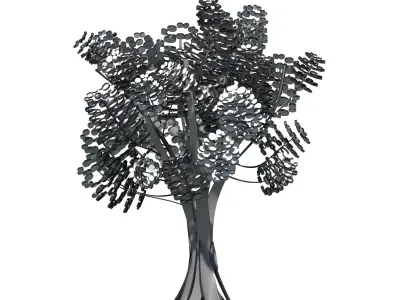 9 stylised representation of a medium sized broad-leafed trees 3D Model Pack