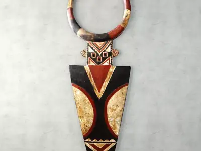 African Large Senufo Wall Mask 3D model