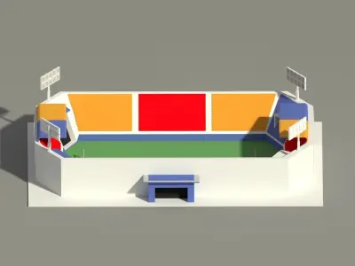 Low Poly Stadium soccer field Low-poly 3D model