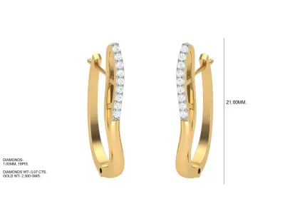 Hoops - Huggies Earrings - 15 3D print model