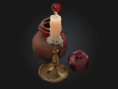 Still Life with Candle and Pomegranate  3D model