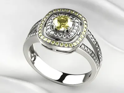 5mm Gemstone Luxury Gold Ring 3D print model