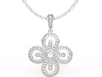 Clover Necklace Pendant 3D print model