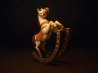 Christmas Rocking Horse Figurine Vintage Holiday Decor 3D print model