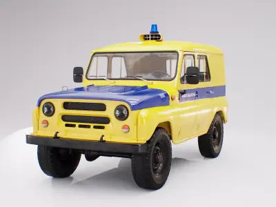 UAZ 3151 Police version  Low-poly 3D model