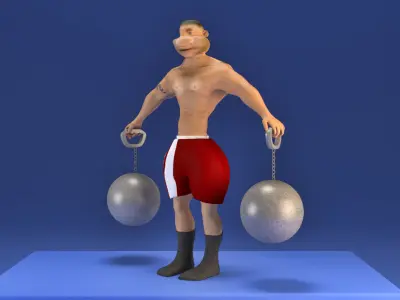 Toon Muscle man 3D model