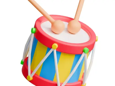 Drum toy Low-poly 3D model