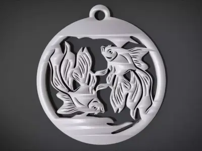 Wall decoration with Fish motif 3D print model
