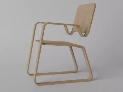 Modern Wooden Chair Low-poly 3D model