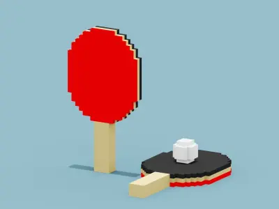 Voxel Ping Pong Low-poly 3D model