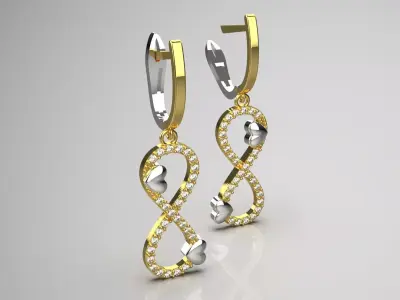 Luxury Two-tone Gold Earrings Infinity Design Model je0111 3D print model