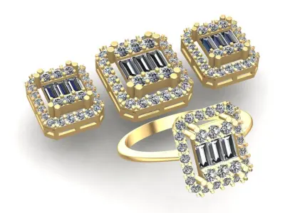 Diamond Solitaire Baguette Ring 3D print model purchase