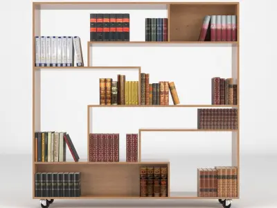 Bookshelf 3 bookcase with shelves on wheels 3D model