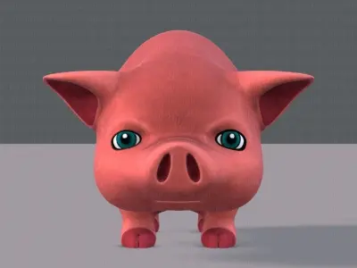 Pig cartoon V03 Low-poly 3D model