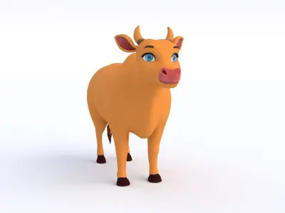 Cartoon Cow Low-poly 3D model