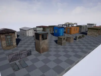 Old Small Buildings Low-poly 3D model