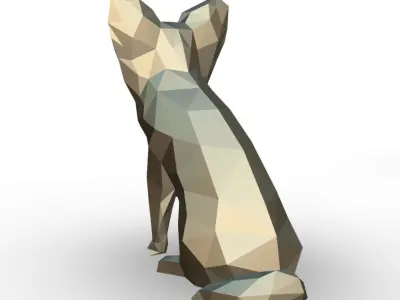 Papillon low poly chihuahua dog in polygons 3D print model
