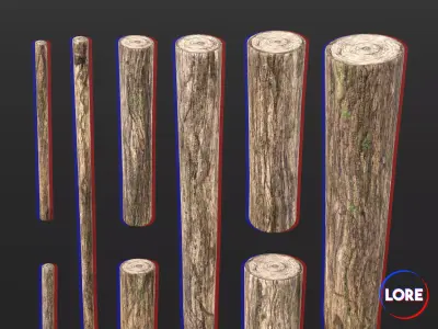 Medieval Essentials Logs Building Set Low-poly 3D model