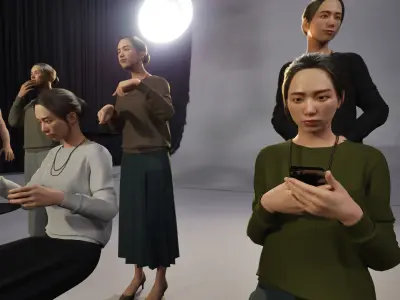 Modular Character - Asian Smart Casual Woman - FK2 Low-poly 3D model