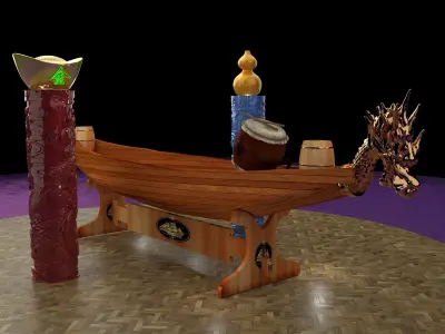 Chinese dragon boat  3D model
