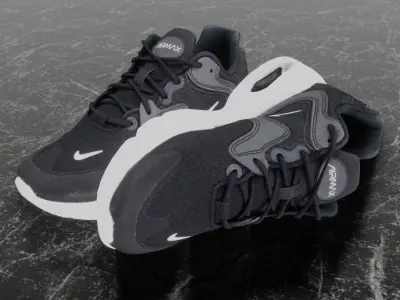 Nike 3D Shoes - White-Black - Air max Series Low-poly 3D model