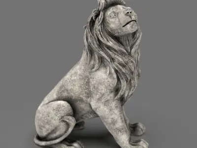 Lion Statue Low-poly 3D model