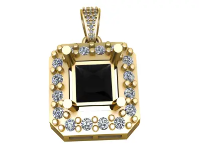 LUXURY BLACK CRYSTAL PENDANT 3D PRINTABLE MODEL 3D print model