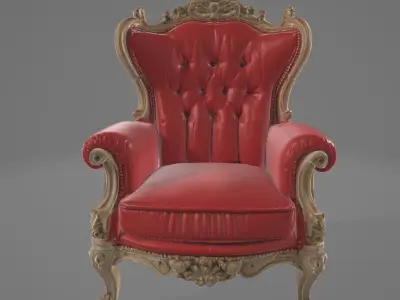 Vintage Elegance Couch - 3D Model for Interior Design Low-poly 3D model