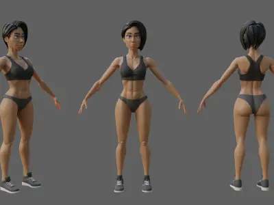 Cartoon Sports Female Character Sculpture 3D model