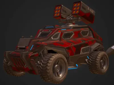 Sci-Fi Armored Military Rocket Launcher PBR Low-poly 3D model