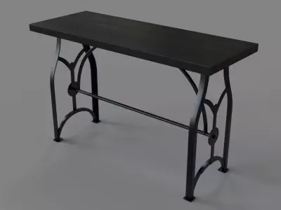 Industrial Metal Brace Sofa Table Black 3D model
