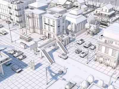Low Poly City Town Pack Low-poly 3D model