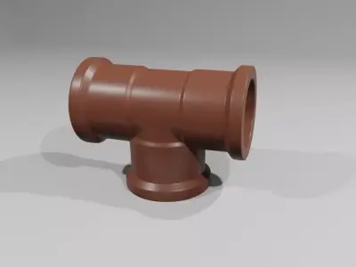 Pipe T PVC - Water - Cano 3D model