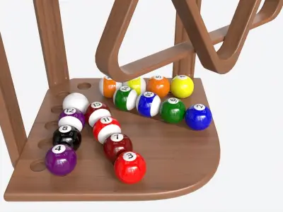 Billiard 10 Cue Corner Floor Rack Light 3D model