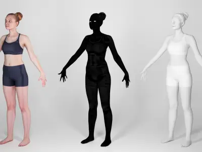 Sporty woman ready for animation 118 Low-poly 3D model
