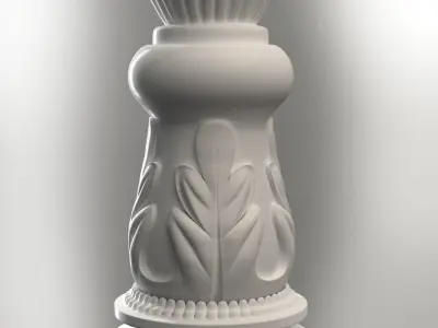 Baluster  column with leaves for cnc milling 3D print model 3D 3D print model