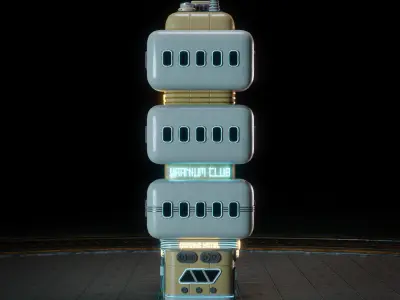 SCIFI ATOMPUNK BUILDING 01 Low-poly 3D model