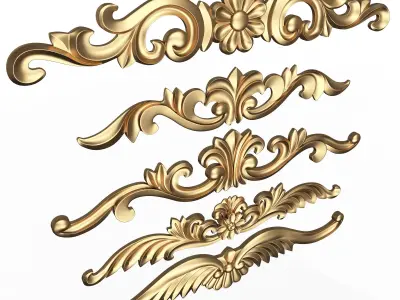 Carved Plaster Molding Decoration 025 Low-poly 3D model
